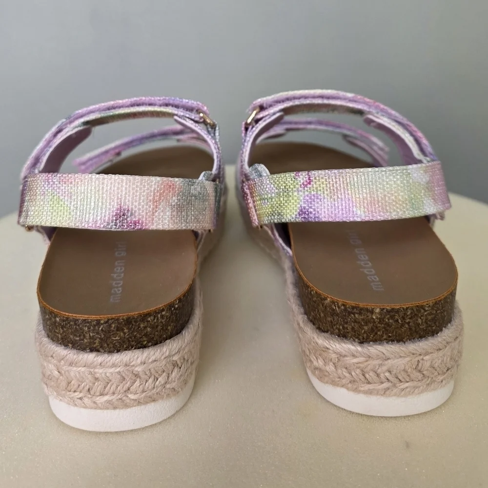 Madden Girl Teddy-T Pastel Tie-Dye Platform Velcro Sandals, Size 4 NEW IN BOX!